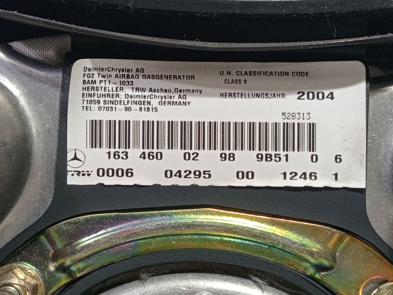 Recambio de airbag delantero izquierdo para mercedes-benz clase m (w163) ml 270 cdi (163.113) referencia OEM IAM 16346002989B510