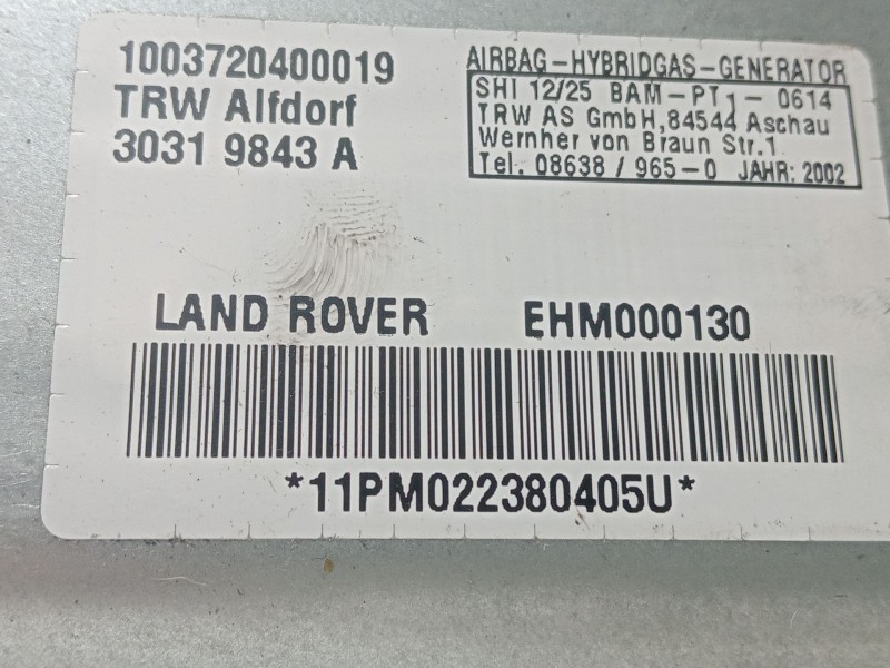 Recambio de airbag lateral delantero izquierdo para land rover range rover iii (l322) 4.4 4x4 referencia OEM IAM 30319843A  
