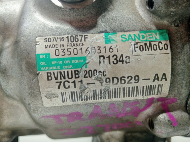 Recambio de compresor aire acondicionado para ford transit 2.5 diesel referencia OEM IAM 7C1119D629AA  