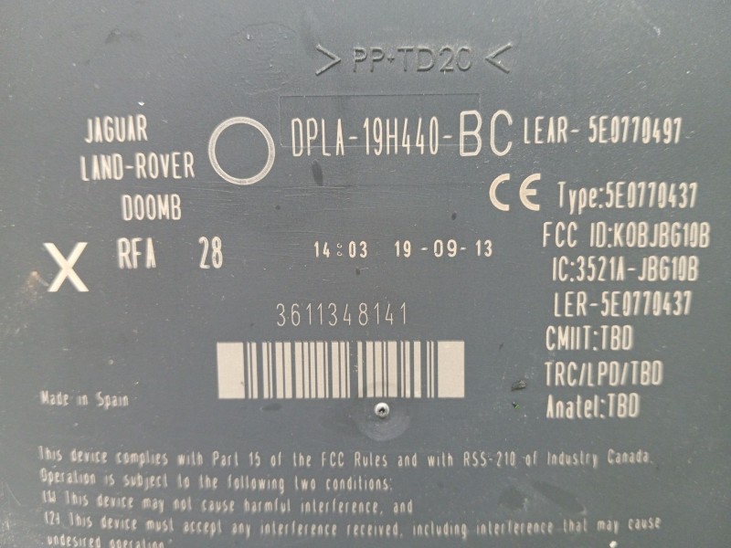 Recambio de modulo electronico para land rover discovery iv (l319) 3.0 sdv6 4x4 referencia OEM IAM DPLA19H440BC  