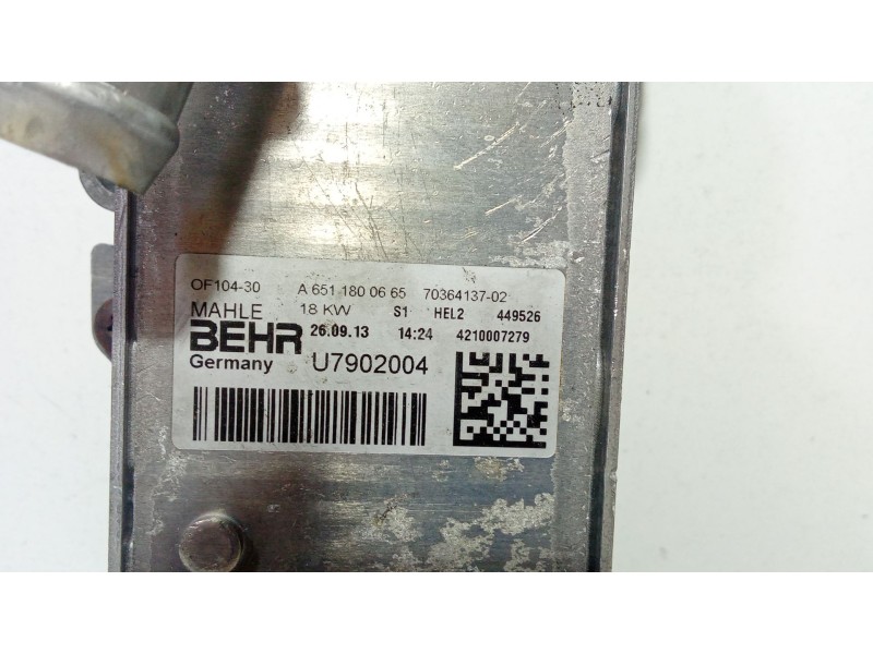 Recambio de enfriador aceite motor para mercedes-benz clase c (w204) c 200 cdi (204.001) referencia OEM IAM A6511800665  