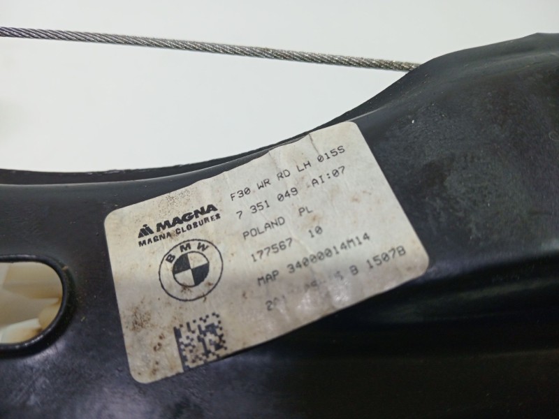 Recambio de elevalunas trasero izquierdo para bmw 3 (f30, f80) 318 d referencia OEM IAM 51357281887  