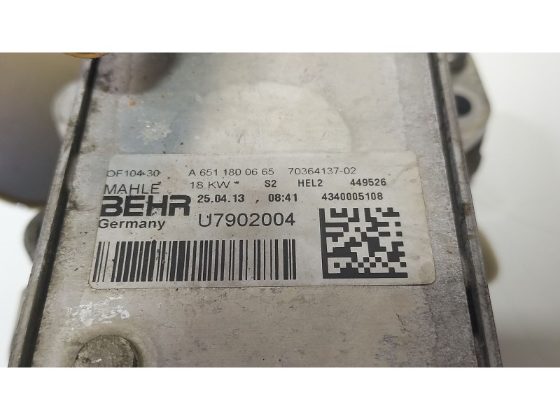 Recambio de enfriador aceite motor para mercedes-benz clase c (w204) c 200 cdi (204.001) referencia OEM IAM A6511800665  