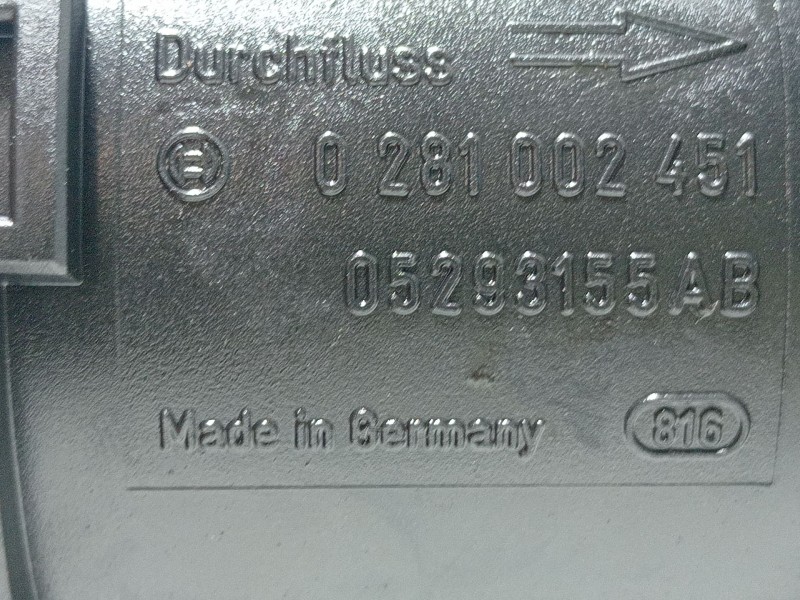 Recambio de caudalimetro para chrysler voyager iv (rg, rs) 2.5 crd referencia OEM IAM 05293155  