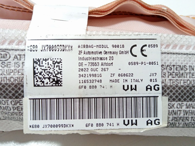 Recambio de kit airbag para seat ibiza v (kj1, kjg) 1.0 mpi referencia OEM IAM 6F1857005G  