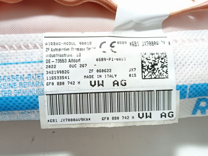 Recambio de kit airbag para seat ibiza v (kj1, kjg) 1.0 mpi referencia OEM IAM 6F1857005G  