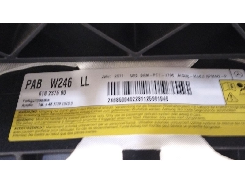 Recambio de kit airbag para mercedes-benz clase b sports tourer (w246, w242) b 180 cdi (246.200) referencia OEM IAM OM 651.901  