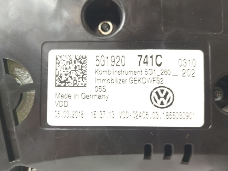 Recambio de cuadro instrumentos para volkswagen golf vii (5g1, bq1, be1, be2) 1.6 tdi referencia OEM IAM 5G1920741C  