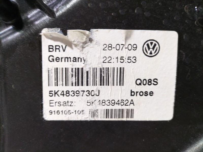 Recambio de elevalunas trasero derecho para volkswagen golf vi (5k1) 2.0 tdi referencia OEM IAM 5K4839730  