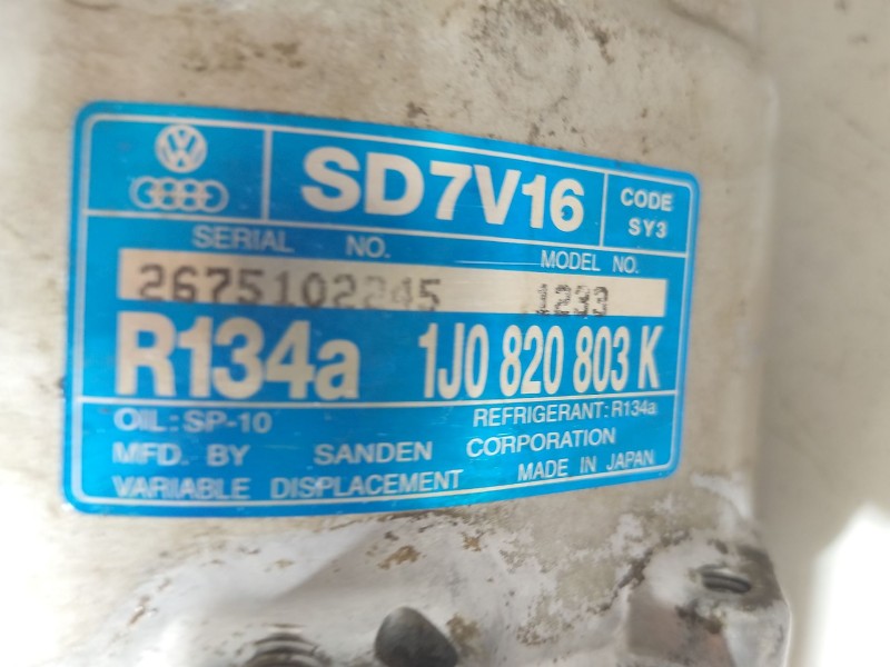 Recambio de compresor aire acondicionado para seat leon (1m1) 1.9 tdi referencia OEM IAM 1J0820803K  